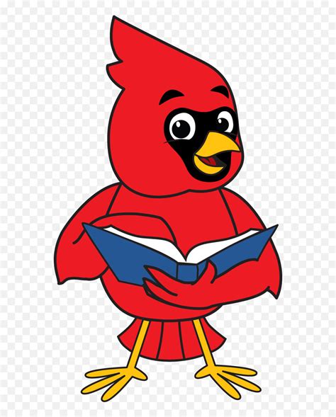 National Reading Month Mascot Junction Red Emojired Cardinal Bird