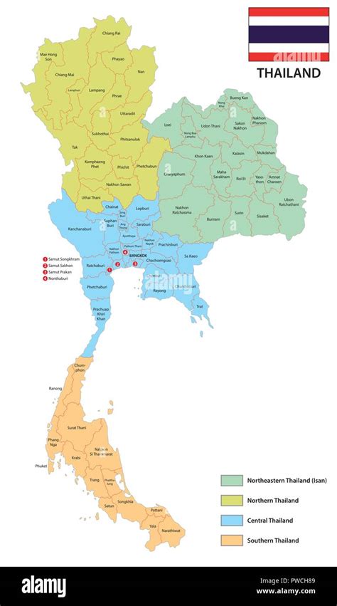 Thailand Northern Provinces Map