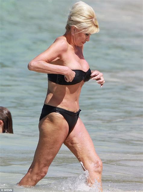 Ivana Trump 62 Struggles To Preserve Her Modesty As She Splashes Around In Bandeau Bikini