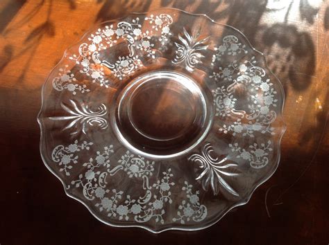 Fostoria Meadow Rose Plate Platter Etched Glass Baroque
