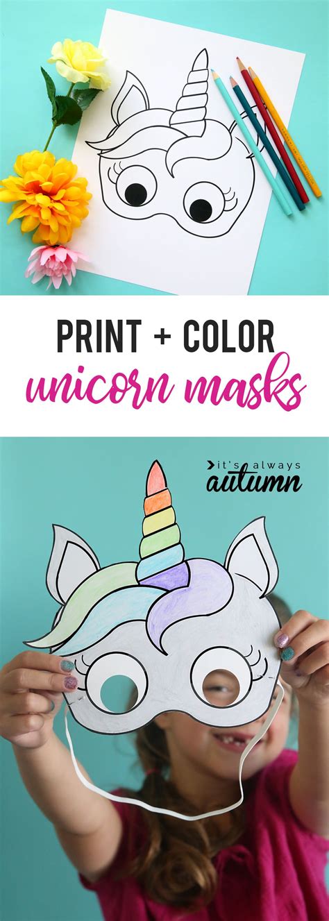 Unicorn Masks To Print And Color Free Printable Unicorn Birthday