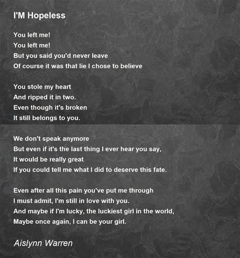Im Hopeless Im Hopeless Poem By Aislynn Warren