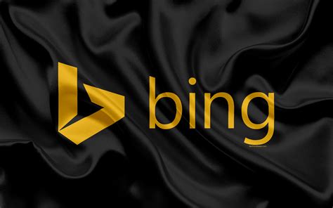 Download Wallpapers Bing Logo Emblem Search Engine Black Silk For
