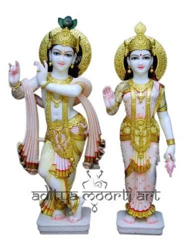 White Traditional Marble Krishna Radha Statue For Temple Size 24