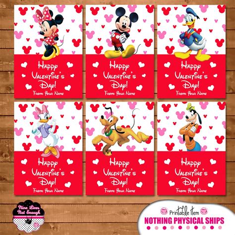 Mickey Mouse Valentines Day Cards Pink Mickey Minnie Etsy
