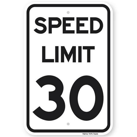 Speed Limit 30 Mph Sign 12x18 3m High Intensity Grade Prismatic