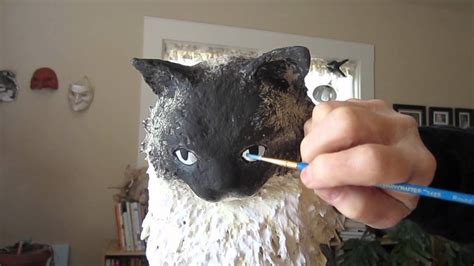 How To Paint A Paper Mache Cat Youtube