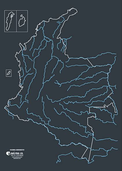 Mapa Mudo Hidrográfico De Colombia Impreso En Material Sintético Hule