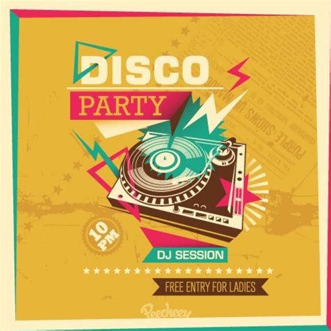 disco party retro poster vectors graphic art designs in editable ai eps svg format free and
