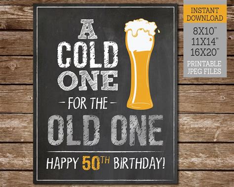 A Cold One For The Old One Happy 50th Birthday Sign Beers Etsy