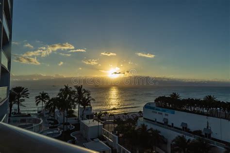 Golden Hour Sunrise Over The Atlantic Ocean In Fort Lauderdale Florida
