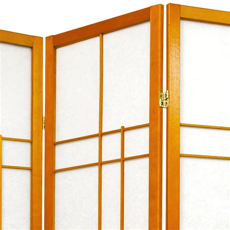 Oriental Furniture 6 Ft Tall Eudes Shoji Screen 4 Panel Honey Color