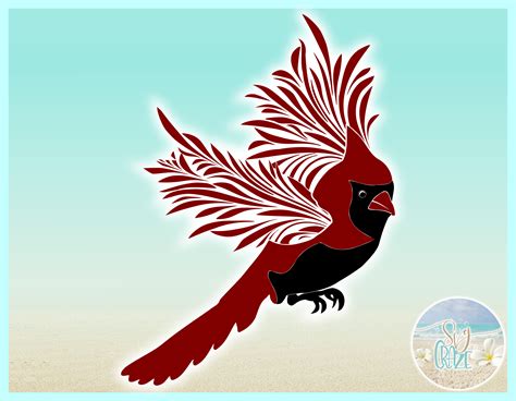 Cardinal Flying Mandala Zentangle SVG PDF EPS PNG files