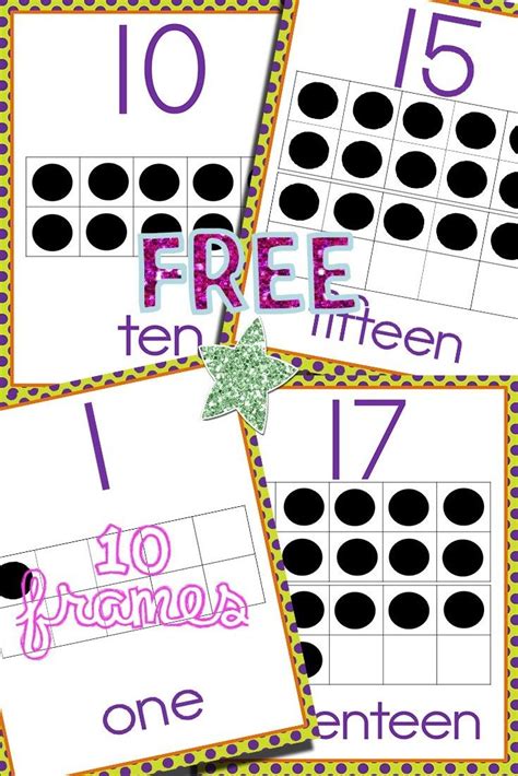 Free Ten Frames 1 To 20 Posters Math Centers Kindergarten Ten