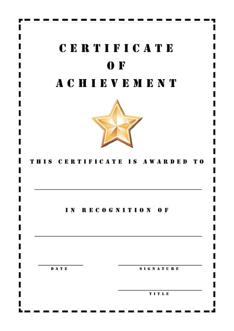 Printable Certificate Of Achievement Template Free Printable Templates