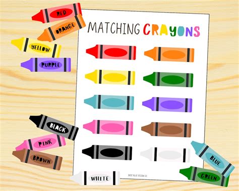 Matching Crayons Colors Practice Worksheet Learning Colors Preschool