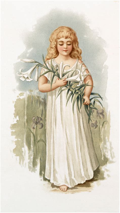 Pretty Vintage Girl With Lily Image The Graphics Fairy