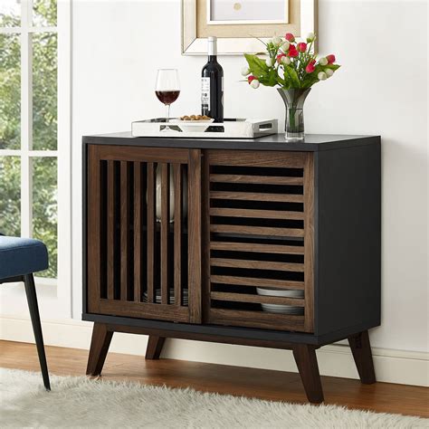You accept anachronous countertops, apparent white walls, and floors that… Sliding Slat Door Black & Dark Walnut Accent Cabinet | Accent doors, Decor, Accent cabinet