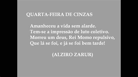 Somos pó e ao pós hemos de voltar. PAZ - QUARTA-FEIRA DE CINZAS - Poemas da Era Atômica - ALZIRO ZARUR.wmv - YouTube