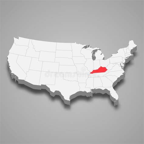 Ubicación Del Estado De Kentucky Dentro Del Mapa 3d De Estados Unidos