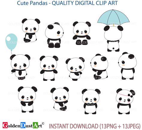 Cute Panda Clip Art Panda Clip Artpanda Clipart Cute Panda Etsy