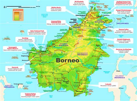 Map Of Borneo Island Cities And Towns Map