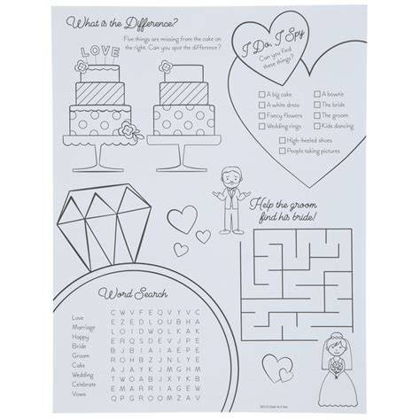 Mini Printable Personalized Wedding Coloring Activity Book Favor Kids X