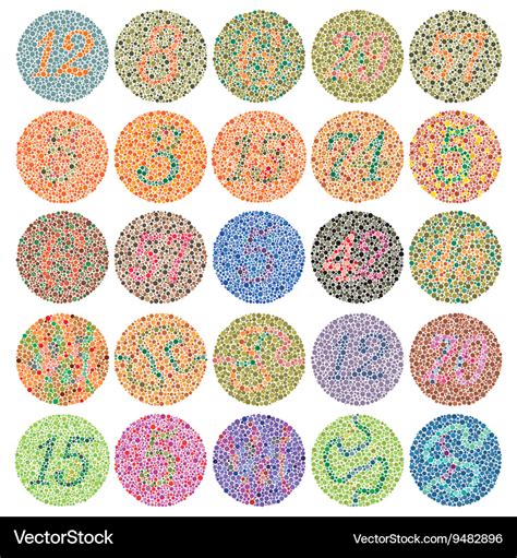 Extended Ishihara Color Blindness Test Royalty Free Vector