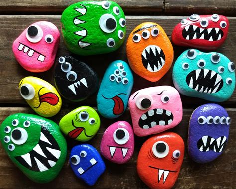 Monster Painted Rocks With Googly Eyes Googly Eye Crafts Craft