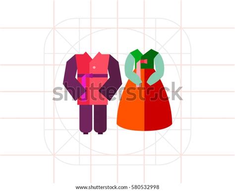 Korean Male Female Costumes Icon Stock Vector Royalty Free 580532998