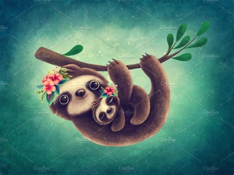 Maybe you would like to learn more about one of these? Sloth Mom with a Baby by Elena Schweitzer | Cute baby sloths, Sloth art, Sloth drawing