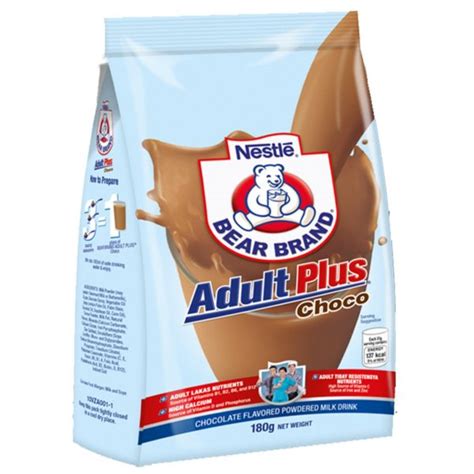 Bear Brand Adult Plus Choco Powdered Milk 180g