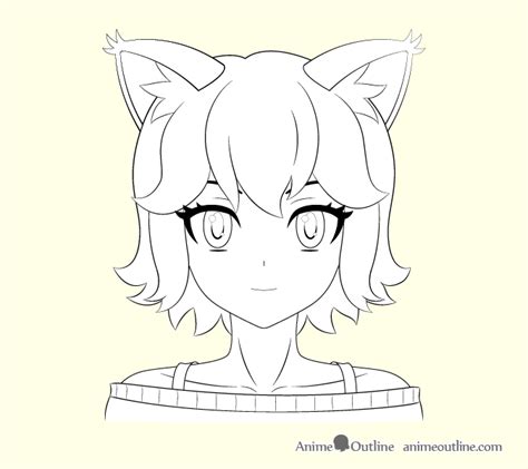 How To Draw A Neko Girl With Cat Ears Drawing