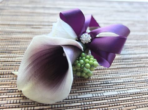 Wrist Corsages Purple And White Calla Lily Corsage Plum