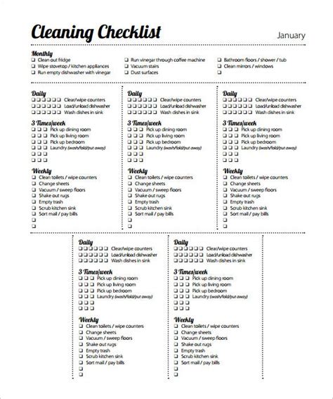Cleaning Schedule Template 25 Free Sample Example Format Download