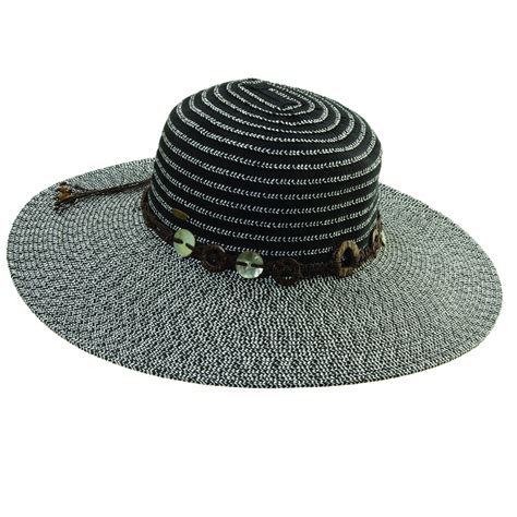 Ribbon Paper Braid Sun Hat With Shell Trim Explorer Hats
