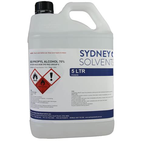 Isopropyl Alcohol Ipa Isopropanol 70 5 Litre Sydney Solvents