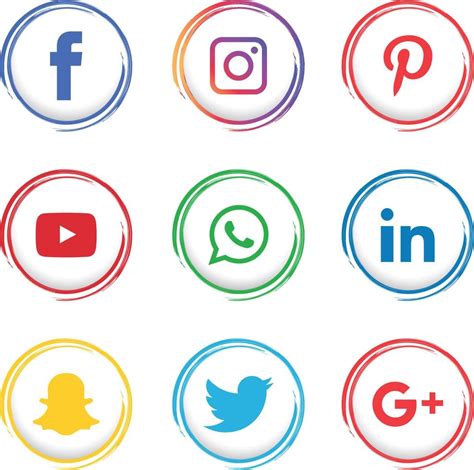 Set Of Most Popular Social Media Icons Facebook Instagram Pinterest