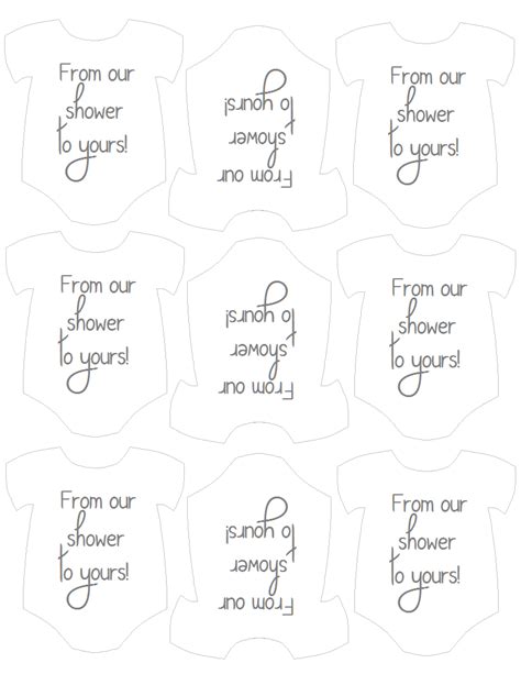 With all those tiny clothes and teeny toys, a baby shower is going to be fun! "From our shower to yours!" baby shower tags from ...