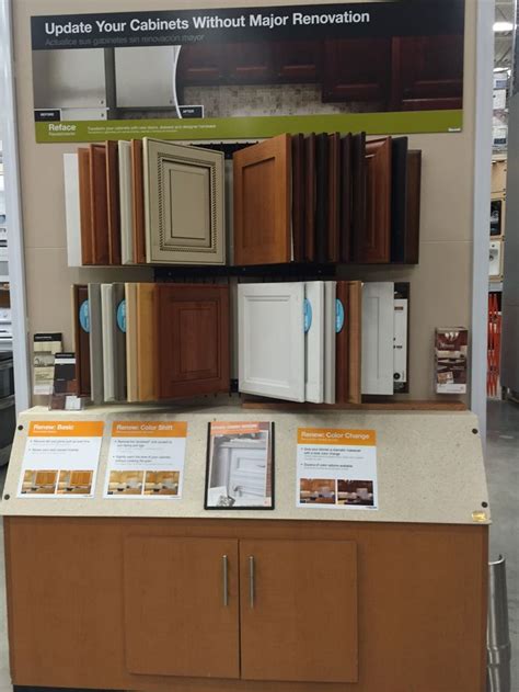 This includes new drawers (12), 28 cabinet doors. #HomeDepot Cabinet Refacing Display Store: 0209 ...