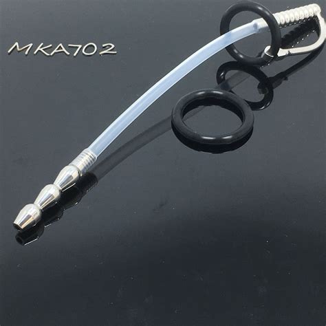 stainless steel sounding tube penis plug urethral stretching dilator thru hole flexible urethra