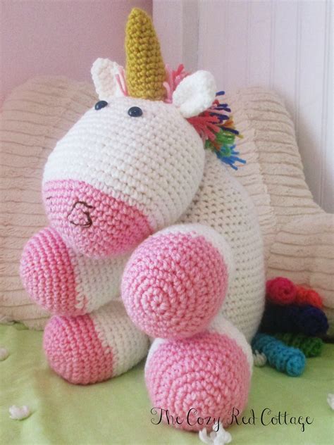 The Cozy Red Cottage Cuddly Crochet Unicorn
