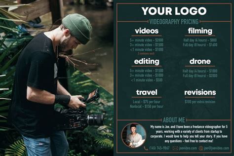 Videography Pricing Sheet Videography Photography Price List
