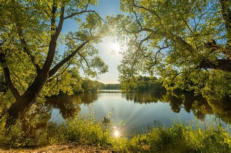 Beautiful Wide Angle Summer Sunny Landscape Of Russian