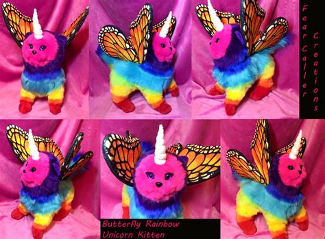 Rainbow Unicorn Butterfly Kitten Plush By Judifur On