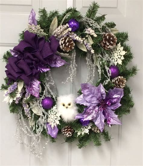 Made By Me ️ Purple Christmas Wreath Christmas Flower Arrangements