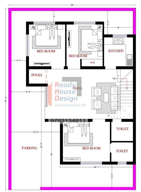 35×50 House Plan West Facing Small Size Of House Design 300 Sq Ft 400