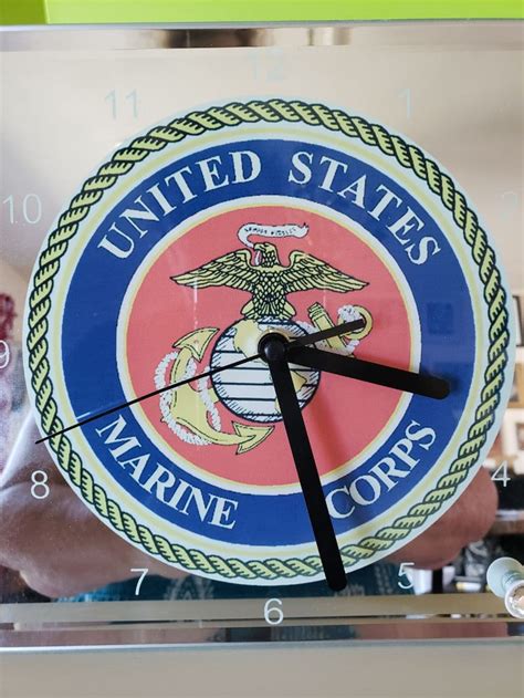 Marine Corps Clock Glass Clock Military Clock Battery Etsy