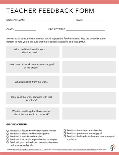 Student Feedback Form Template Word