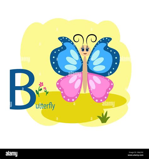 B Word For Butterfly Animal Alphabet Illustration Stock Vector Image